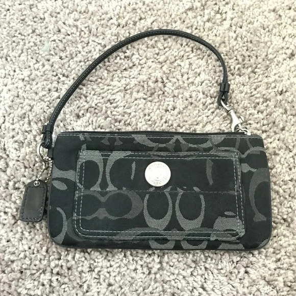 Coach Black Signature Wristlet - Picture 2 of 7